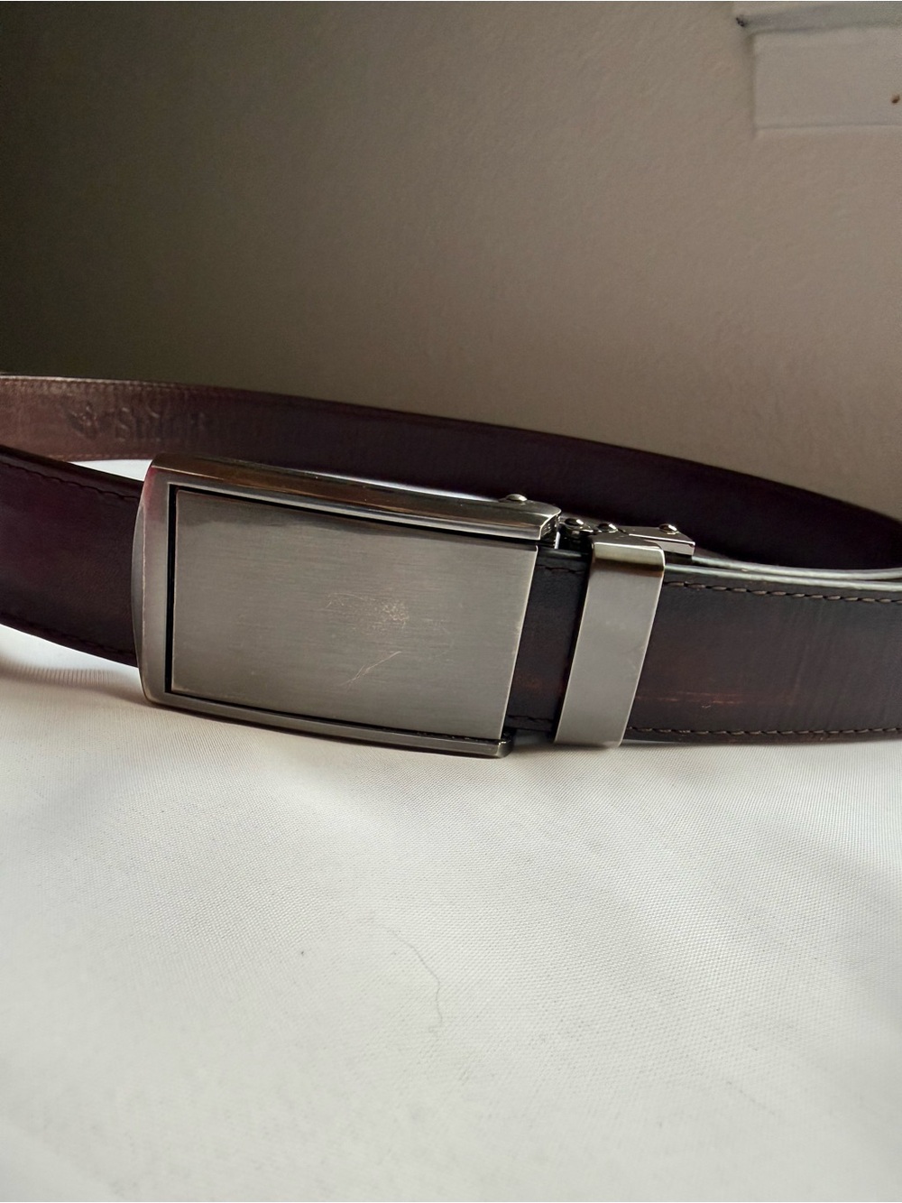 SlideBelts Full Grain Leather Ratchet Belt Brown Automatic Buckle Size 30-32